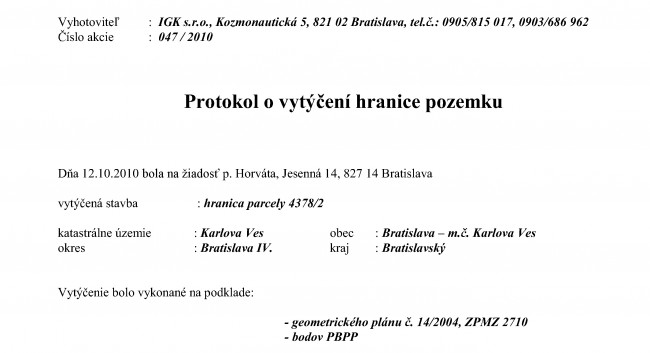 Geometrický plán na vydanie kolaudačného rozhodnutia